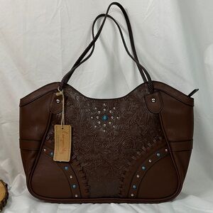 Canyon Sky Southwestern Style handbag faux leather with turquoise & silver studs